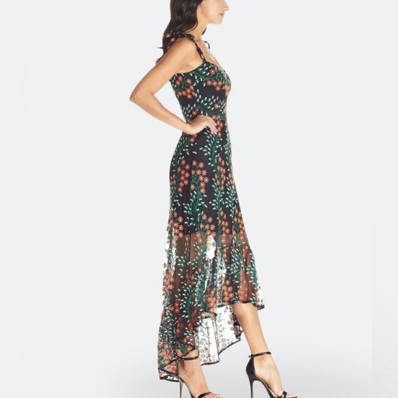 Dress the Population Wren Tie Shoulder Floral Embroidery Maxi Dress Size SMALL - Picture 3 of 13